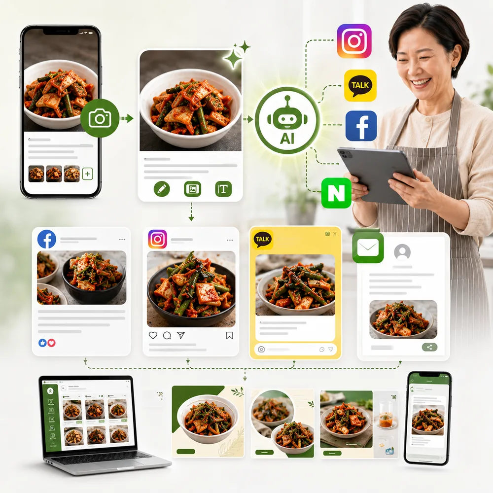 홍보 콘텐츠 자동 생성 화면
